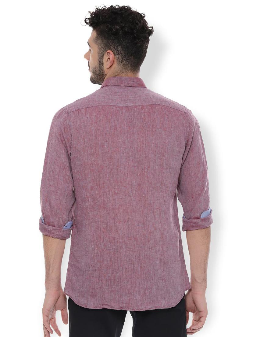 red linen solid casual shirt - 16598090 - Zoom Image - 2