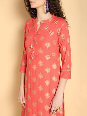 gold print kurta skirt set - 16598539 - Standard Image - 5