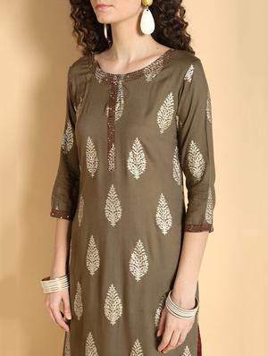 gold print kurta skirt set - 16598543 - Standard Image - 5