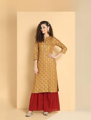 ethnic motif straight kurta - 16598553 - Standard Image - 2