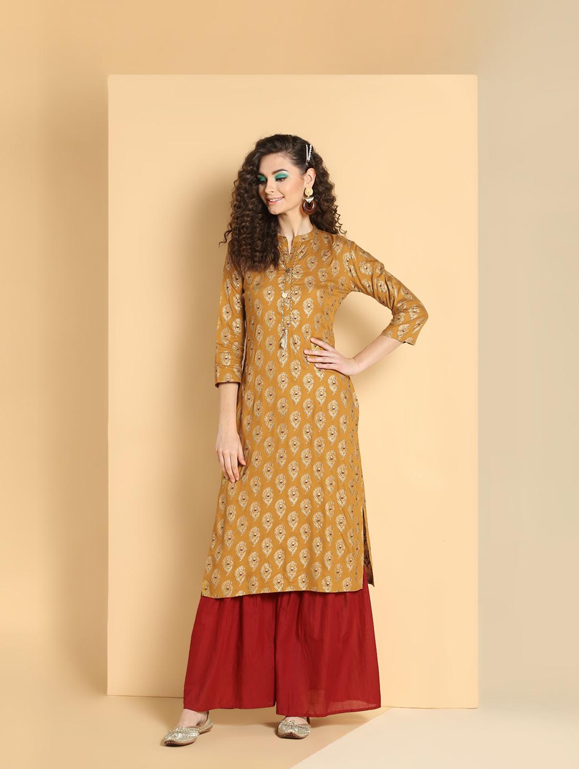 ethnic motif straight kurta - 16598553 - Zoom Image - 2