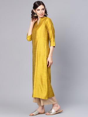 self-design art silk straight kurta - 16598695 - Standard Image - 2