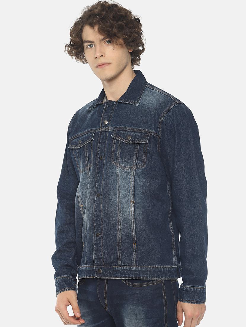 blue solid denim jacket - 16598726 - Zoom Image - 2