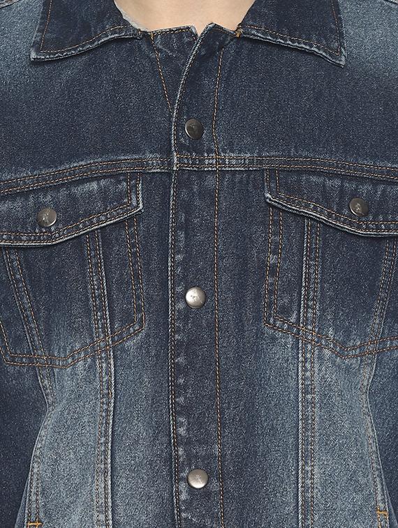 blue solid denim jacket - 16598726 - Zoom Image - 5