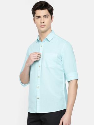 light blue solid casual shirt - 16598769 - Standard Image - 2