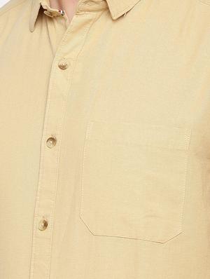 beige solid casual shirt - 16598770 - Standard Image - 5