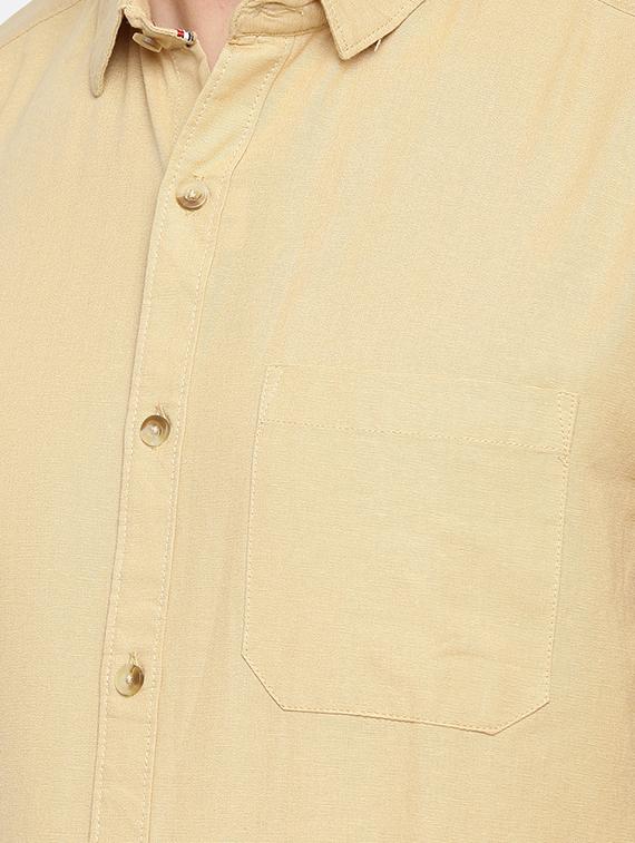 beige solid casual shirt - 16598770 - Zoom Image - 5