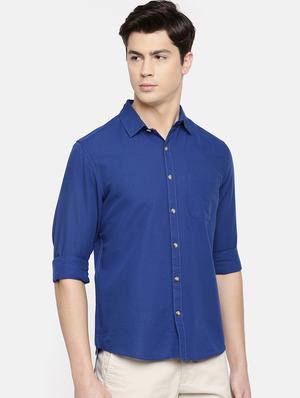 blue solid casual shirt - 16598771 - Standard Image - 2