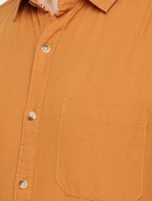 orange solid casual shirt - 16598772 - Standard Image - 5