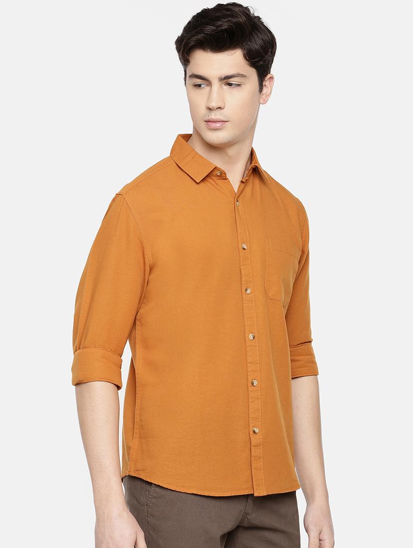orange solid casual shirt - 16598772 - Zoom Image - 2
