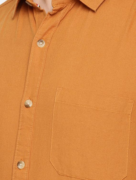 orange solid casual shirt - 16598772 - Zoom Image - 5