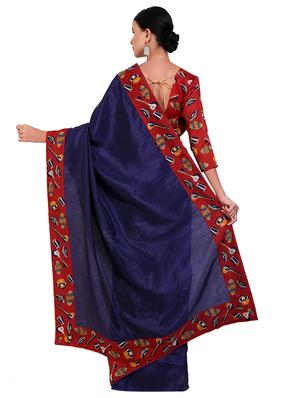 bordered bhagalpuri saree with blouse - 16599003 - Standard Image - 2