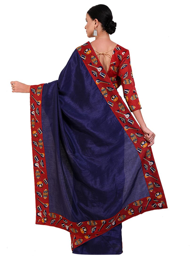 bordered bhagalpuri saree with blouse - 16599003 - Zoom Image - 2