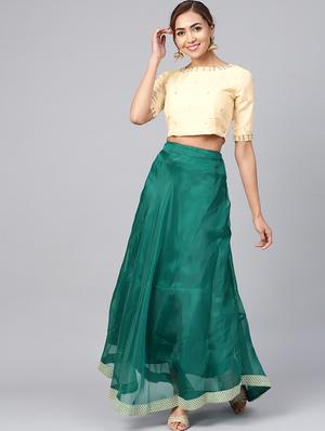 organza embellished lehenga choli shrug set - 16599593 - Standard Image - 2