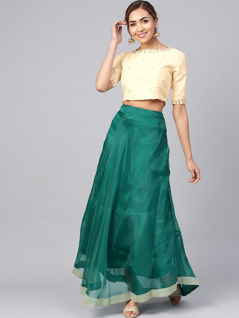 organza embellished lehenga choli shrug set - 16599593 - Zoom Image - 2