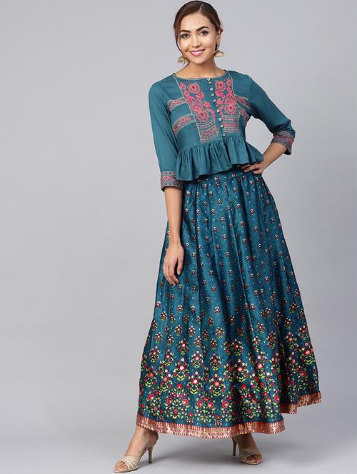 floral printed flared lehenga choli set - 16599599 - Standard Image - 1