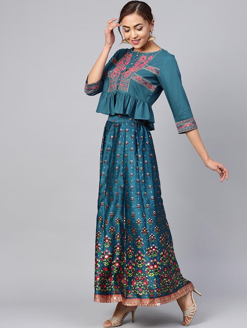 floral printed flared lehenga choli set - 16599599 - Zoom Image - 2