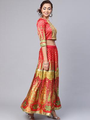 paisley printed flared lehenga with choli - 16599600 - Standard Image - 2