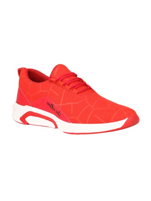 red fabric lace up sport shoes - 16599681 - Standard Image - 1