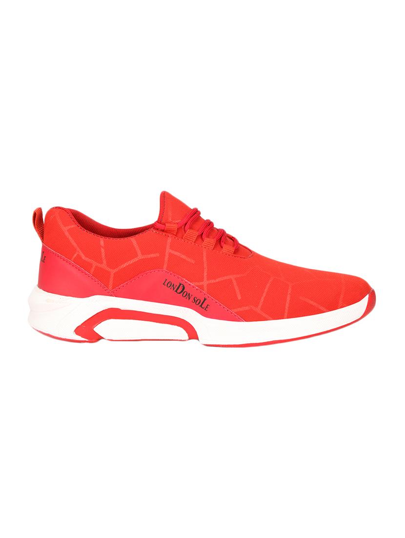 red fabric lace up sport shoes - 16599681 - Zoom Image - 2