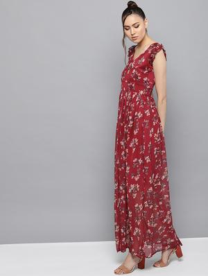 v neck floral maxi dress - 16600041 - Standard Image - 2