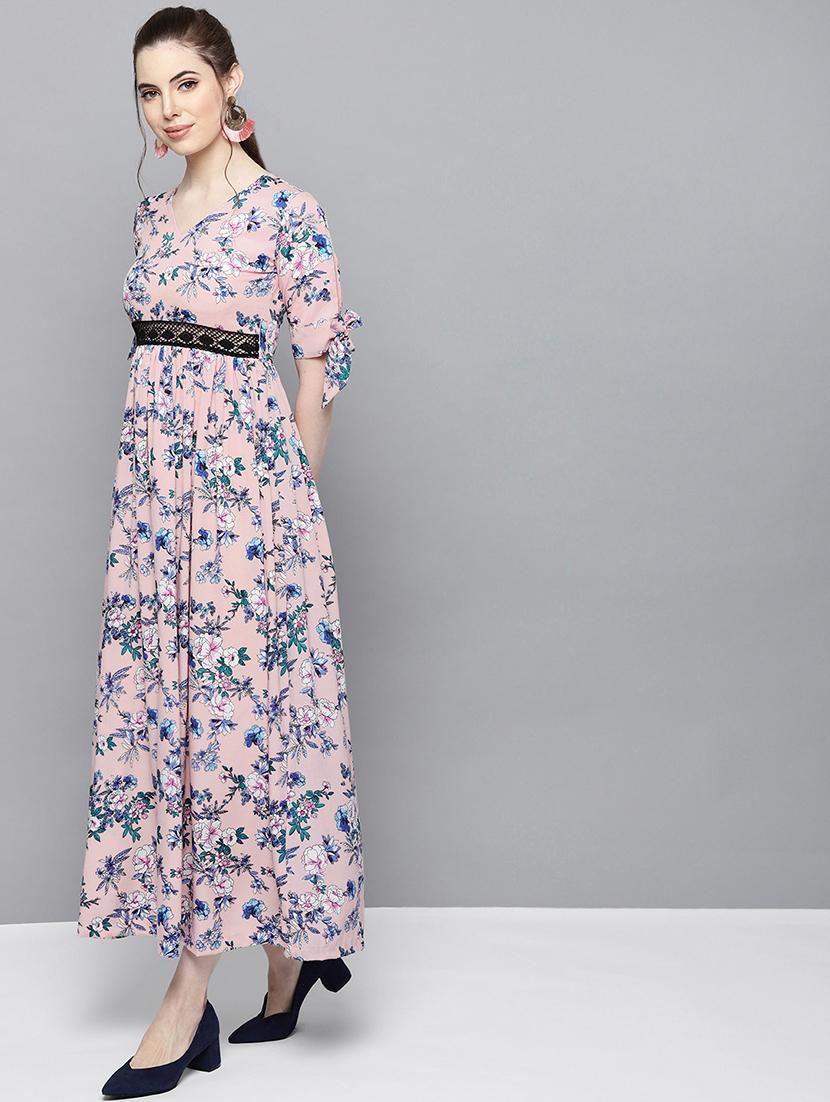 v neck contrast lace maxi dress - 16600047 - Zoom Image - 2