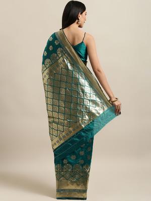 ethnic motif banarasi saree with blouse - 16600371 - Standard Image - 2