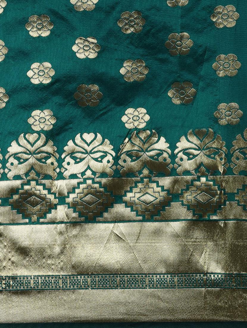 ethnic motif banarasi saree with blouse - 16600371 - Zoom Image - 5