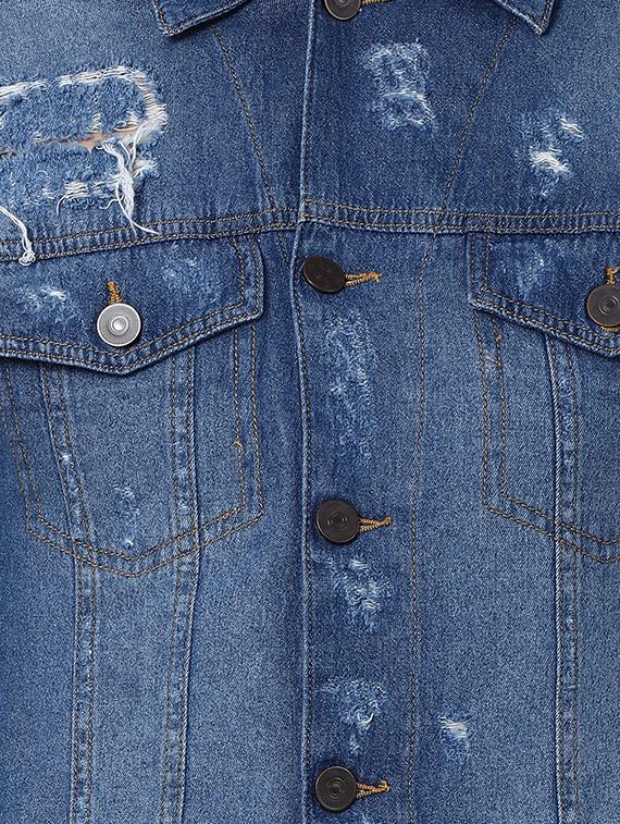blue faded ripped denim casual shirt - 16600905 - Zoom Image - 5