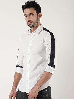 white taped casual shirt - 16600913 - Standard Image - 2