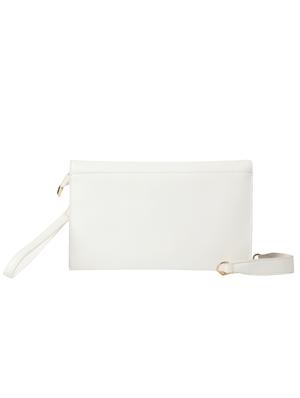white leatherette (pu) regular clutch - 16600933 - Standard Image - 2