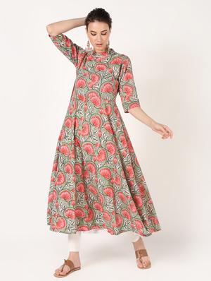 floral flared kurta - 16601596 - Standard Image - 2