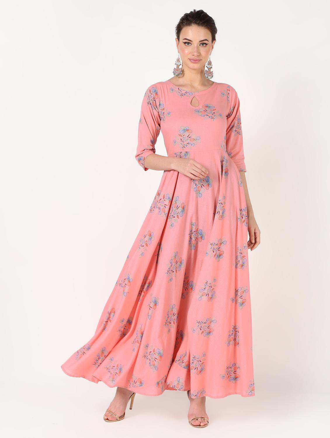 floral flared kurta - 16601597 - Zoom Image - 2