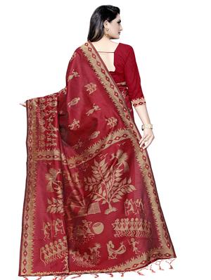 conversational printed saree with blouse - 16602413 - Standard Image - 2