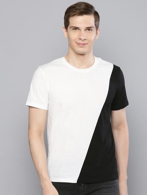 black color block cut & sew t-shirt - 16603011 - Standard Image - 1
