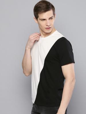 black color block cut & sew t-shirt - 16603011 - Standard Image - 2