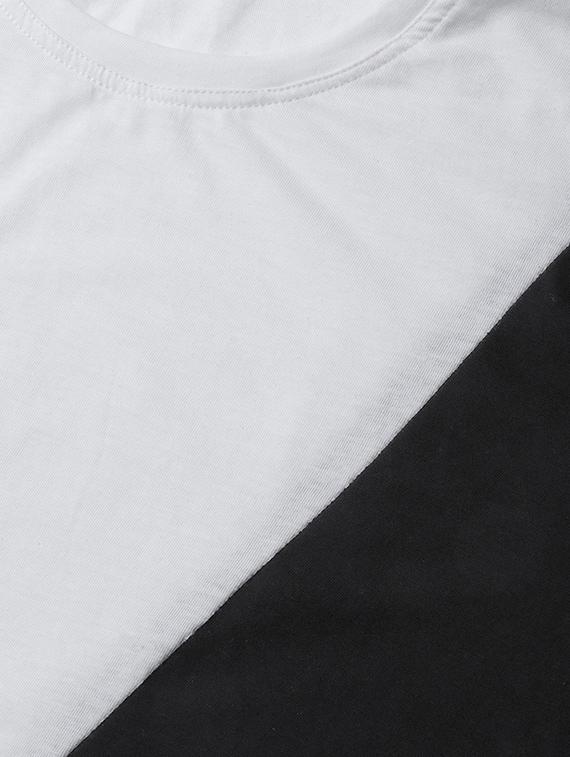 black color block cut & sew t-shirt - 16603011 - Zoom Image - 5