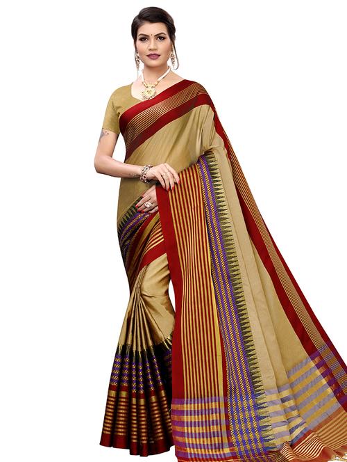 solid woven saree with blouse - 16603053 - Standard Image - 1
