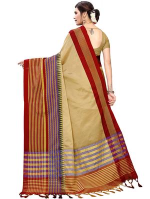 solid woven saree with blouse - 16603053 - Standard Image - 2