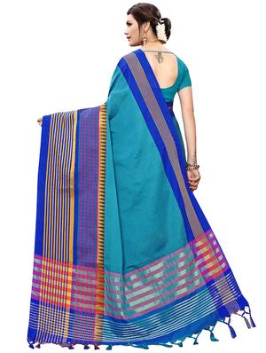 solid woven saree with blouse - 16603054 - Standard Image - 2