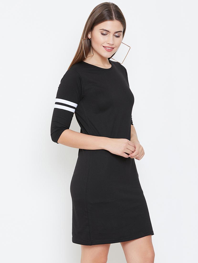 contrast detail pocket slit sheath dress - 16603107 - Zoom Image - 2