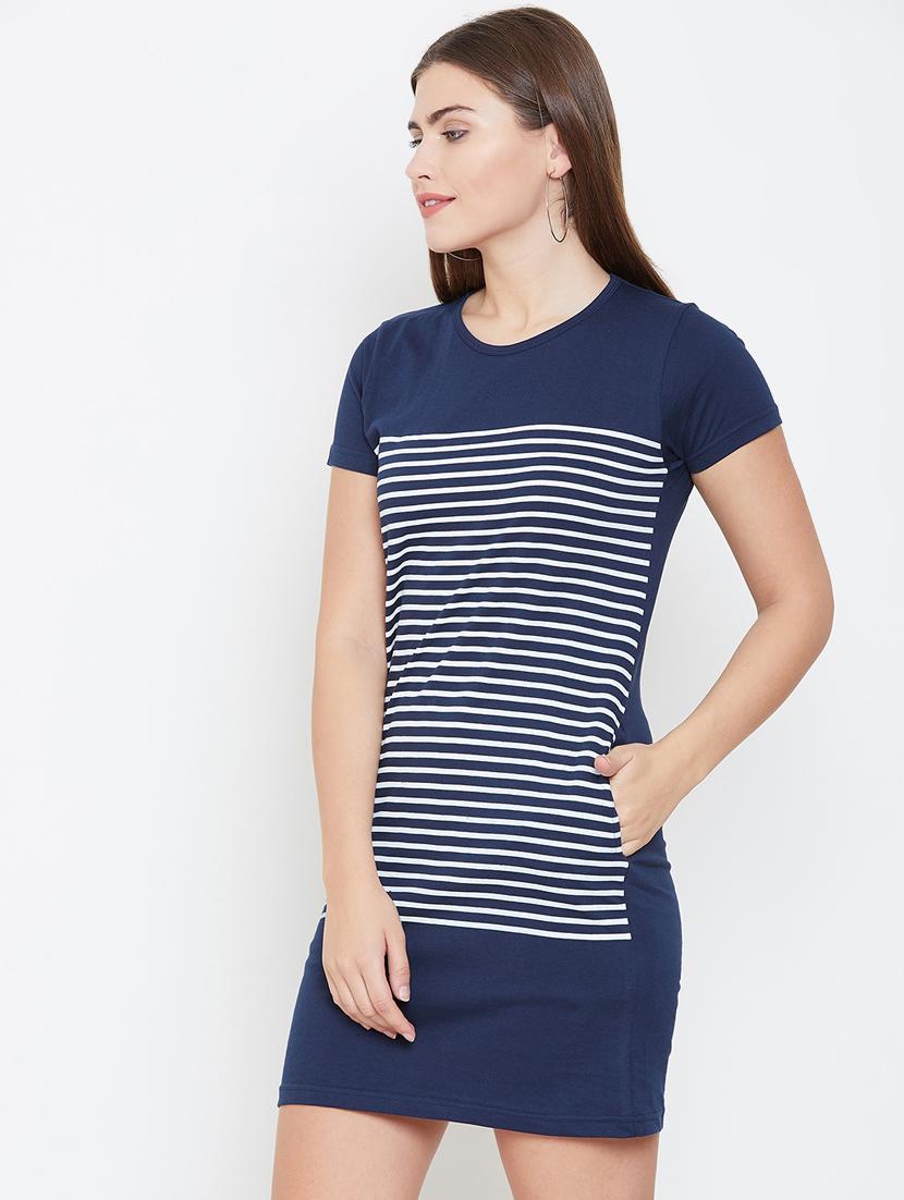 round neck strioed bodycon dress - 16603110 - Zoom Image - 2
