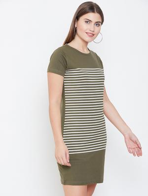 round neck strioed bodycon dress - 16603111 - Standard Image - 2