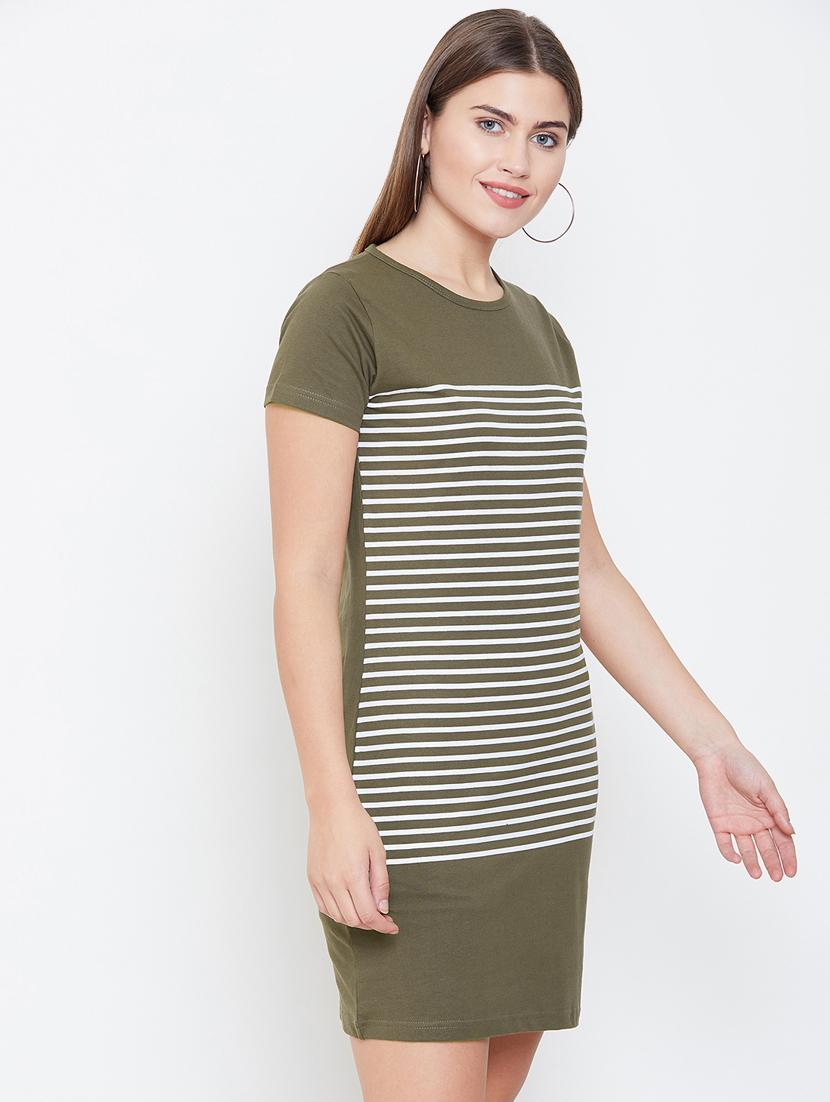 round neck strioed bodycon dress - 16603111 - Zoom Image - 2