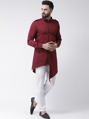 red solid pathani set - 16603664 - Standard Image - 2