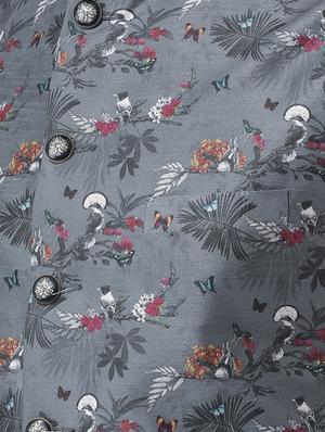 grey floral printed nehru jacket - 16603689 - Standard Image - 5