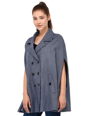grey checkered double breasted wool cape - 16603768 - Standard Image - 2