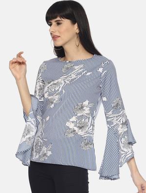 boat neck bell sleeved top - 16603796 - Standard Image - 2