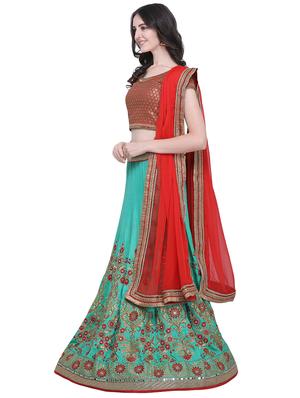 embroidered contrast lehenga - 16603804 - Standard Image - 2
