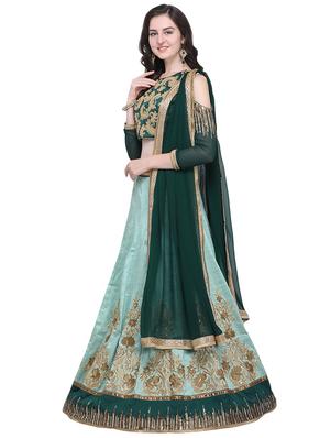 embroidered contrast lehenga - 16603807 - Standard Image - 2